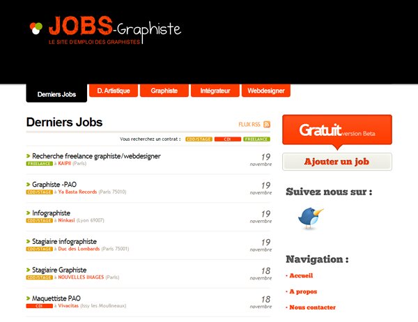 site jobs graphistes Recherche demploi : Jobs Graphiste.com