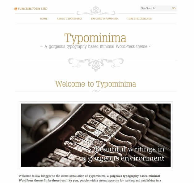 typonimina 10+ Thèmes wordpress minimalistes,épurés et gratuits