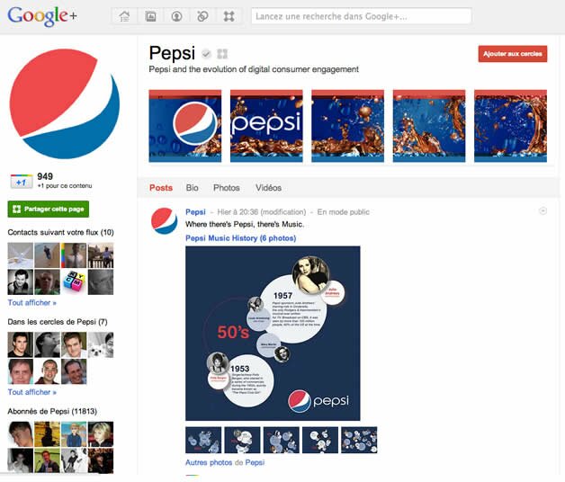 page google pepsi Comment créer sa page Google + pour son entreprise ?